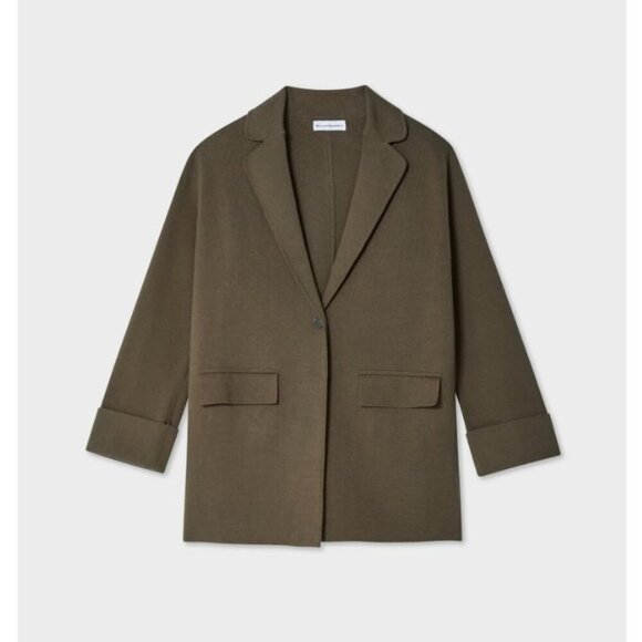 White + Warren Superfine Organic Cotton Oversized Blazer Dark Sage Size XS - Picture 6 of 6